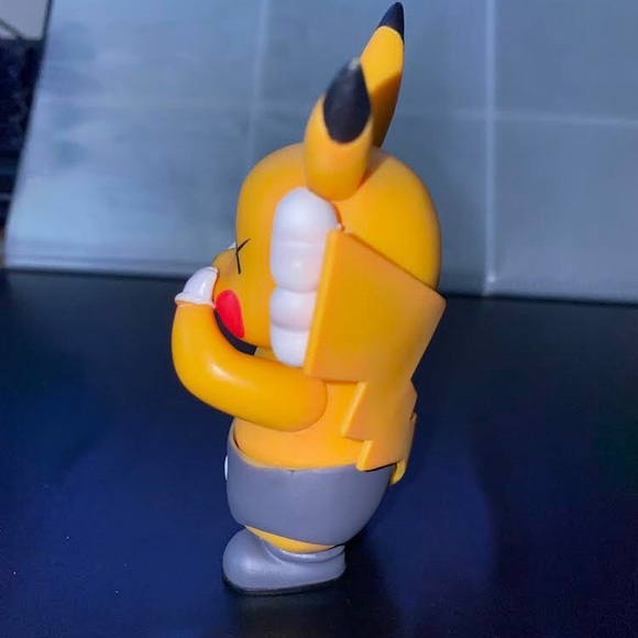 Takara Tomy Anime Kawaii Pokemon Brand KAWS Pikachu Yellow Version Doll Model - Picture 5 of 6